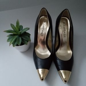 NWOT Rampage Black and Gold Pumps